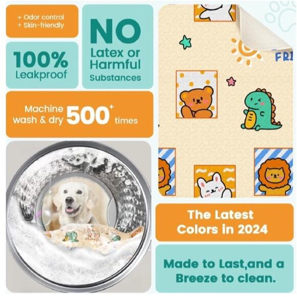 PJYucien Washable Pee Pads for Dogs, 33'' Per Side 89'' Diagonal Octagonal PJYuc - Picture 4 of 6